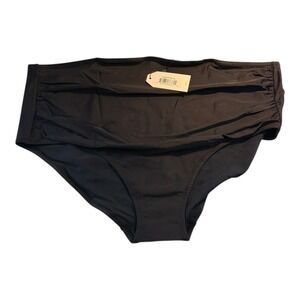 Universal Standard Black High Waist Shirred Swim Bottom XL‎ High Cut NWT